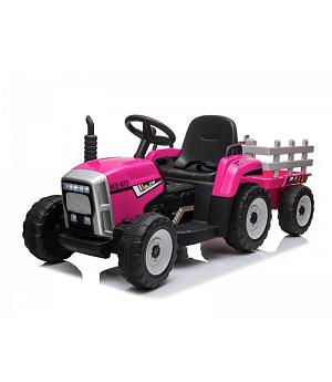 Tractor 12v+ Remolque, mando rc parental, color rosa-pink  AC-XMX611- LE7634